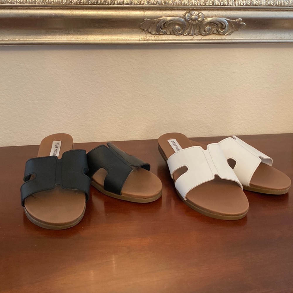Black and White Steve Madden Sandals